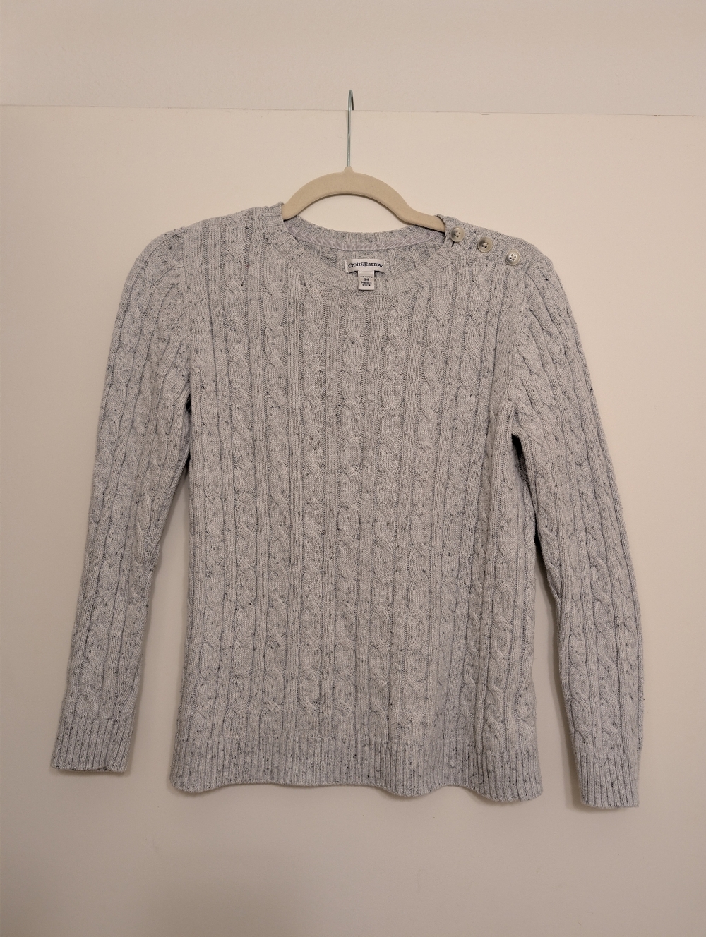 croft & barrow Light Gray Cable Knit Cotton Crew Sweater